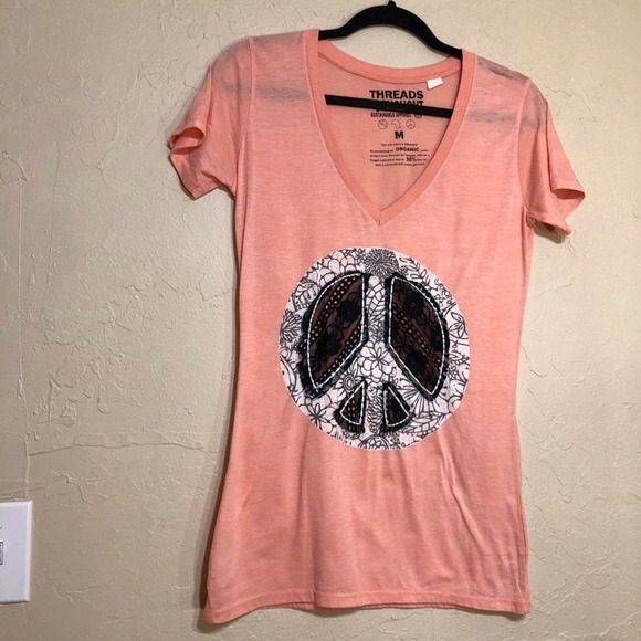 Threads 4 Thought Womens Shirt Medium Peace Graphic Tee - Picture 1 of 4